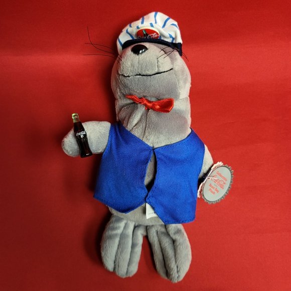 Coca Cola Seal in a Delivery Outfit Bean Bag Plush Seal Rilly Stuffed Toy 1998 - Picture 13 of 14